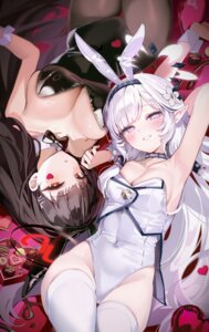 Rating: Questionable Score: 22 Tags: akeboshi_himari animal_ears blue_archive bunny_ears bunny_girl halo kithera no_bra pantyhose pointy_ears tattoo thighhighs tsukatsuki_rio valentine User: Anonymous