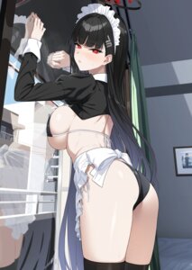 ass bikini blue_archive halo maid prime pussy_juice swimsuits thighhighs tsukatsuki_rio wet