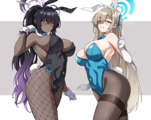 Rating: Questionable Score: 27 Tags: animal_ears blue_archive bunny_ears bunny_girl fangs_(fangs_art) fishnets halo ichinose_asuna kakudate_karin no_bra pantyhose tail User: Genex