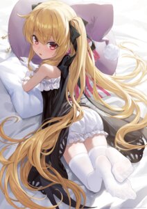 bloomers dress guchico little_witch_nobeta loli nobeta skirt_lift thighhighs witch