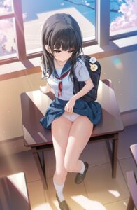 cameltoe houkisei loli pantsu seifuku shizuku_(houkisei) skirt_lift