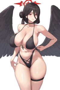 angel bikini blue_archive garter hanekawa_hasumi ksksksa swimsuits wet wings
