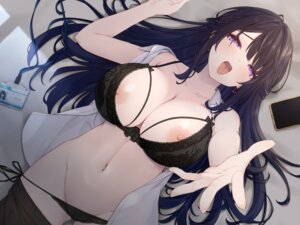 aito_(indigorabbit) bra dress_shirt lingerie nipple_slip nipples open_shirt pantsu panty_pull string_panties thong