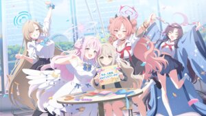 angel blue_archive cleavage dress halo horns ichinose_asuna japanese_clothes kadenokouji_yukari misono_mika open_shirt sakurai_miyo seifuku tagme wings yozakura_kirara