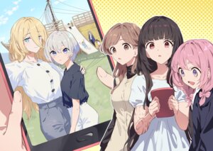dress hanasaki_yuika kodamazon momoyashiki_anzu natsume_uta selfie shiroharu_ao tattoo watashi_no_kaidanshi_wa_ponkotsu_kawaii