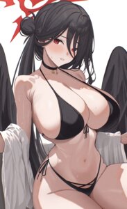 angel bikini blue_archive hanekawa_hasumi ni_tamago_sando open_shirt swimsuits wet wings