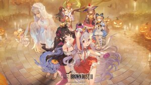 animal_ears brown_dust_ii dress eyepatch garter granhildr halloween heels nekomimi origami rou_(brown_dust_ii) see_through sheets skirt_lift sylvia_(brown_dust_ii) thighhighs ventana wallpaper zenith_(brown_dust_ii)