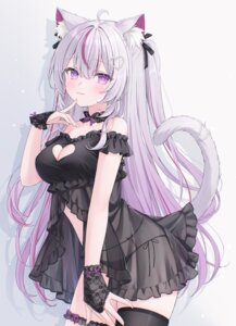 Rating: Questionable Score: 40 Tags: animal_ears garter indie_virtual_youtuber lingerie nekomimi nekoyama_mia pantsu see_through shano_hiyori skirt_lift string_panties tail thighhighs User: Anonymous