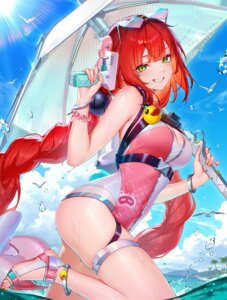 garter gun heels lightria megane swimsuits ukinami_yuzuha umbrella wet zenless_zone_zero