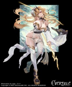 evertale horns no_bra pantsu pointy_ears sage_joh see_through stockings thighhighs